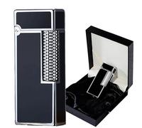 Kerosene Lighter Comes with Presentation Box, side slip Clamshell Soft Flame for Collection-Decorative-Gift(Silver)