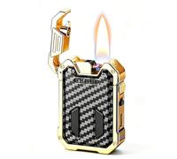 Kerosene Lighter - Four Ignition Modes, Semi-Automatic Flip-Top Design, Transparent Fuel Tank, Safety Lock, Windproof, for Men
