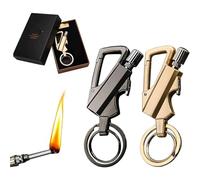 Kerosene Lighter Keychain 2 Pack, Windproof Refillable Metal Design, Ideal for Outdoor Activities, BBQs, Candles, Perfect Men's Gift