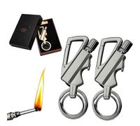 Kerosene Lighter Keychain 2 Pack, Windproof Refillable Metal Design, Ideal for Outdoor Activities, BBQs, Candles, Perfect Men's Gift