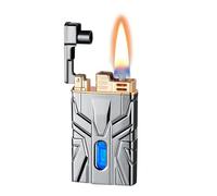 Kerosene Lighter, Metal Portable Design, Multiple Ignition Methods, LED Transparent Windproof Window, Reusable and Windproof