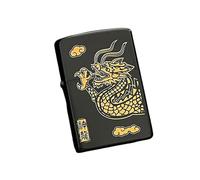Kerosene Lighter Shell Compatible with Zippo, Black with Gold Dragon Design, Outer Case Only for Customizable Inserts - Unique Accessory for Personalization