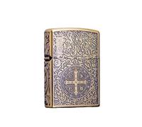 Kerosene Lighter Shell, Ornate Religious Cross Design, Compatible Case for Zippo, Durable Bronze Finish, Lightweight and Portable, Ideal for Collectors and Gifts