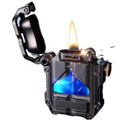 Kerosene Lighter with One-Button Ejection Ignition, Refillable Fuel, Visible Air Window, Durable Metal Design, for Men