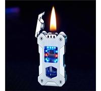 Kerosene Soft Flame Lighter, Reusable with Four Ignition Methods, Metal Design, Transparent Fuel Tank, Ideal for Candles and Collecting