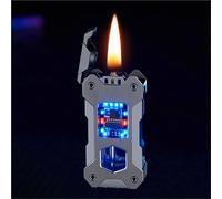 Kerosene Soft Flame Lighter, Reusable with Four Ignition Methods, Metal Design, Transparent Fuel Tank, Ideal for Candles and Collecting
