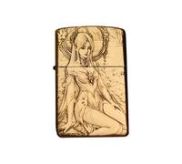 Kerosene Windproof Lighter - Refillable with Grinding Wheel Ignition - Vintage Red Copper Relief Design - Ideal for Collection and Decoration