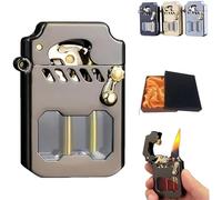 Kerosene Windproof Lighter, Transparent Tank Mechanical Metal Oil Lighter, Vintage Design, Flip-Top for Easy Use, Ideal for Outdoor Activities