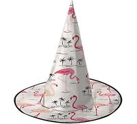 KEROTA Coconut Tree Pink Flamingo Halloween Decorate Magic Hat Witch Hat for Party Masquerade Cosplay Costume Accessory