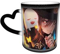 KEROTA Gen-Shin Hu Tao Heat Sensitive Color Changing Color Cup Changing Mug in The Sky Magic Funny Art Coffee Mugs Ceramic Cup Personalized Gifts-Black