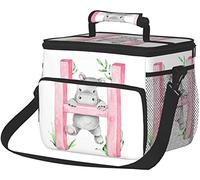 KEROTA Large Capacity Insulated Lunch Bag with Adjustable Shoulder Strap Cute English Bulldog Groceries Organiser Portable Hot Food Delivery Bag for Hot Drink/Cold Drink/Fresh Drinks-Cute Hippo