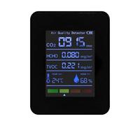 kerout 5 in 1 Air Quality Monitor TVOC HCHO Temperature Humidity CO2 Meter, USB Rechargeable CO2 Detector Black
