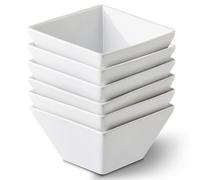 KERQSULIC Porcelain Cereal Bowls Set of 6, 13 Oz Square Serving Bowls Set, 4.6in White Ceramic Dessert Bowls for Salad, Snack, Soup, Portion, Side Dishes, Fruits, Dishwasher and Microwave Safe