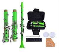 KERREY 17 Keys Clarinet Professional Bb Clarinet White Brass Nickel Plated Keys With Case Accessories Green Standard Clarinet Set
