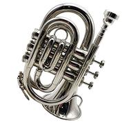 KERREY B-flat Lacquered Gold Pocket Trumpet B-flat Palm Size Miniature Trumpet Brass Instrument Standard Pocket Trumpet (Color : 02)