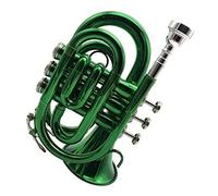 KERREY B-flat Lacquered Gold Pocket Trumpet B-flat Palm Size Miniature Trumpet Brass Instrument Standard Pocket Trumpet (Color : 03)