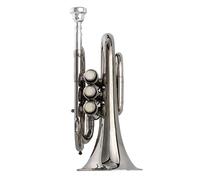 KERREY B-flat Silver-plated Pocket Trumpet Bb Silver Palm Size Brass Nickel-plated Cornet Wind Instrument Standard Pocket Trumpet