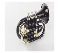 KERREY Beginner Brass Instrument Flat B-key Mini Trumpet Black Lacquer Gold Key Palm Pocket Trumpet Instrument Standard Pocket Trumpet