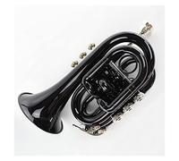 KERREY Beginner Wind Instrument B Flat Pocket Trumpet Black Palm Horn Instrument Brass Instrument Standard Pocket Trumpet