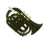 KERREY Black Color Pocket Trumpet Brass Body Cupronickel Valves Tone Bb Brass Instrument Standard Pocket Trumpet