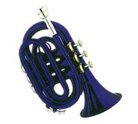 KERREY Blue Color Pocket Trumpet Brass Body Cupronickel Valves Tone Bb Brass Instrument Standard Pocket Trumpet