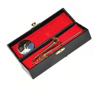 KERREY Mini Trombone Model Ornament Miniature Home Decor Ornament With Stand And Box Mini Musical Instrument Ornaments (Color : 30cm)