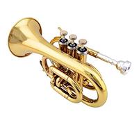 KERREY New Palm Trumpet Portable Travel Pocket Trumpet Instrument B-flat Pocket Corner Brass Instrument Standard Pocket Trumpet
