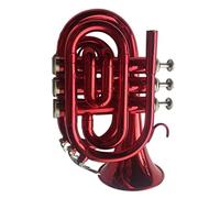 KERREY Palm Horn Instrument Red Pocket Trumpet B Flat Western Brass Playing Foreign Horn Band Students Standard Pocket Trumpet