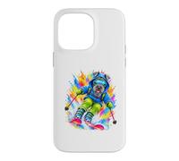 Kerry Blue Terrier Dog Skiing Watercolor Splash Art Case for iPhone 14 Pro Max