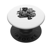 Kerry Blue Terrier drinking ice coffee on a swing b&w - PopSockets Adhesive PopGrip