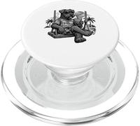 Kerry Blue Terrier drinking ice coffee on a swing b&w - PopSockets PopGrip for MagSafe