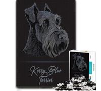 Kerry Blue Terrier Wooden Jigsaw Puzzle 500 Pieces, Adult Puzzle | During puzzle time: Puzzle for Adults: visual matching for a more organised build on weekends.