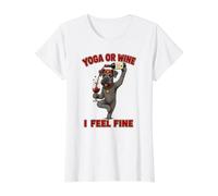 Kerry Blue Terrier Yoga or Wine I Feel Fine - DIGOR Value Graphic T-Shirt, Women, White, XL