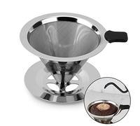 Kerry Coffee Filter, Reusable Stainless Steel Mesh Dripper, Permanent Pour Over Coffee Dripper, Paperless Drip Cone Coffee Filter with Holder Kitchen Tools for Manual Coffee Maker, 1-3 Cups