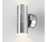 Kerry Outdoor Wall Lights, LED Up Down Mains Powered Lighting, Silver Stainless Steel IP44 Waterproof, Exterior Wall Sconce for Indoor, Front Door, Patio, Hallway, Porch, Garden, Garage, Post