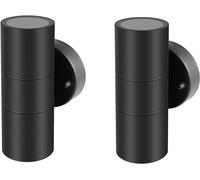 Kerry Outdoor Wall Lights, Mains Powered, Up and Down, Black, 2 Pack | Modern Cylindrical Design, Stainless Steel, IP44 and GU10 Bulbs up to 35W, Not Included, for Patios, Garages, Gardens