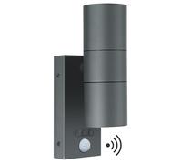 Kerry Outside Wall Lights with Sensor, IP65 Waterproof Up Down Outdoor Lighting, External Pir Wall Mount Security Light, Anthracite Grey Stainless Steel Exterior Light Mains Powered (Bulb Excl.)