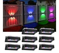 Kerry Solar Lights Outdoor, IP65 Waterproof Up Down Wall Lights Solar Powered with 11 Color Modes, External Fence Downlights for Patio, Yard, Deck, Garden Decoration - 8 Pack