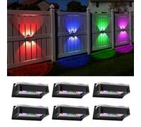 Kerry Solar Lights Outdoor, IP65 Waterproof Up Down Wall Lights Solar Powered with 11 Color Modes, External Fence Downlights for Patio, Yard, Deck, Garden Decoration - 6 Pack