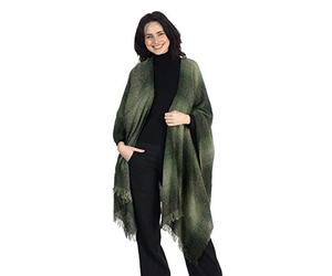 Kerry Woollen Mills Celtic Ruana Long Shawl Irish Wool Lambswool - Green -