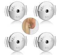 Kerryjewl 14K White Gold Locking Earring Backs Replacements for Diamond Studs, 2 Pairs 925 Sterling Silver Locking Earring Backs, Secure Hypoallergenic Earring Backs No Fading Comfort Earring Backs