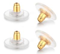 Kerryjewl 2 Pairs Earring Backs,925 Sterling Silver Earring Backs Replacements for Diamond Studs,14K White Gold Plated Hypoallergenic Secure Earring Backs (Gold)