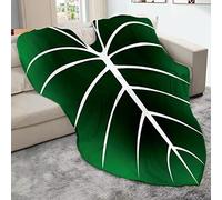 kerscton Leaf Blanket Plant Throw Blankets Soft Plush Flannel Giant Shaped Comfortable Kids or Adults for Couch Bed Sofa Decorative Great Gifts (Green White) 87x63 Inch