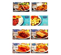 Kershaws Healthy 8 Pack Ready Meal Combo Bundles (Sausage dinner/Beef curry/Chilli con carne/Minced beef hotpot/Steaklet & chips/Steak pie & chips/Sausage & chips/Pork dinner)