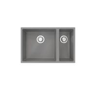 Flode Comite 1.5 Bowl Undermount Kitchen Sink 670 x 440 x 200mm - Matt Grey - Composite Double Bowl Basin - Chrome Basket Wastes Included - 600mm Cabinet