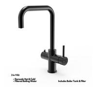 Flode 3-in-1 Instant Hot Water Kitchen Tap with Boiler & Filter - Matt Black Finish | Boiling, Hot & Cold Tap System