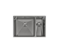 Kersin Elite Brushed Stainless Steel Undermounted 1.5 Bowl Sink (W) 670 X (L) 440mm