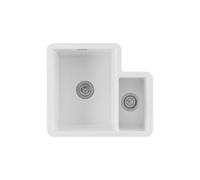 Kersin Lamont Gloss White 1.3 Bowl Ceramic Undermount Kitchen Sink With Left Hand Main Bowl (W) 520 X (L) 595mm