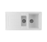 Kersin Lamont Gloss White 1.5 Bowl Fireclay Ceramic Kitchen Sink With Reversible Drainer (W) 500 X (L) 1000mm