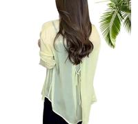 KERTETSL Summer Sunscreen Chiffon Shirt,Sun Protection Chiffon Blouse Lightweight 2024 New Summer Long Sleeve Uv Blocking Shirts,Women's Long Sleeve Sunscreen Shirt (Lemon Yellow,M)